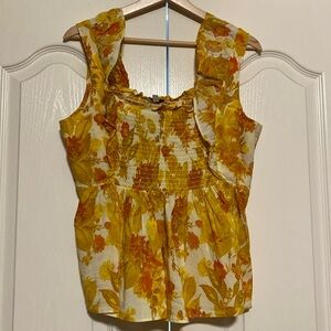 Rose & Olive Orange and Golden Floral Tank